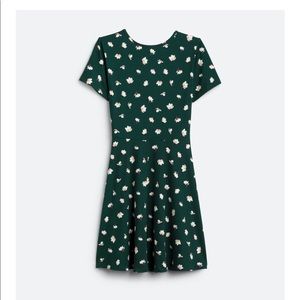 Gently worn green polyester dress with white flowers!